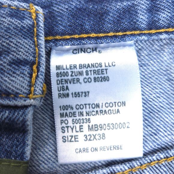 Cinch Green Label Casual Button Medium Wash Denim Jeans Mens Size 32x38 Blue - Picture 7 of 8